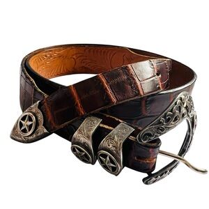 Vintage Texas Star William Stanton Sterling Buckle Belt